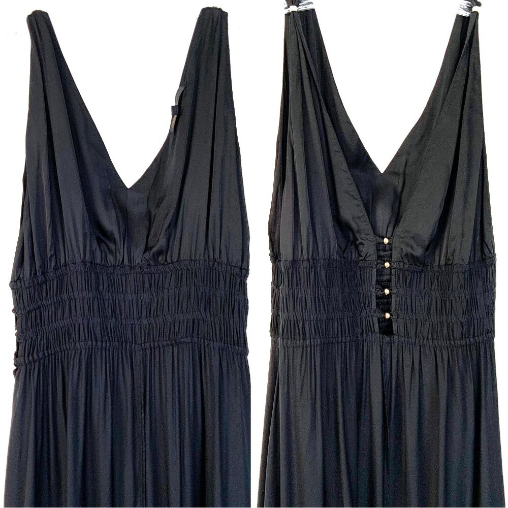 Maje Openwork Satin-Effect Black Maxi Dress Party Prom Sz 38 (4) - Picture 13 of 16